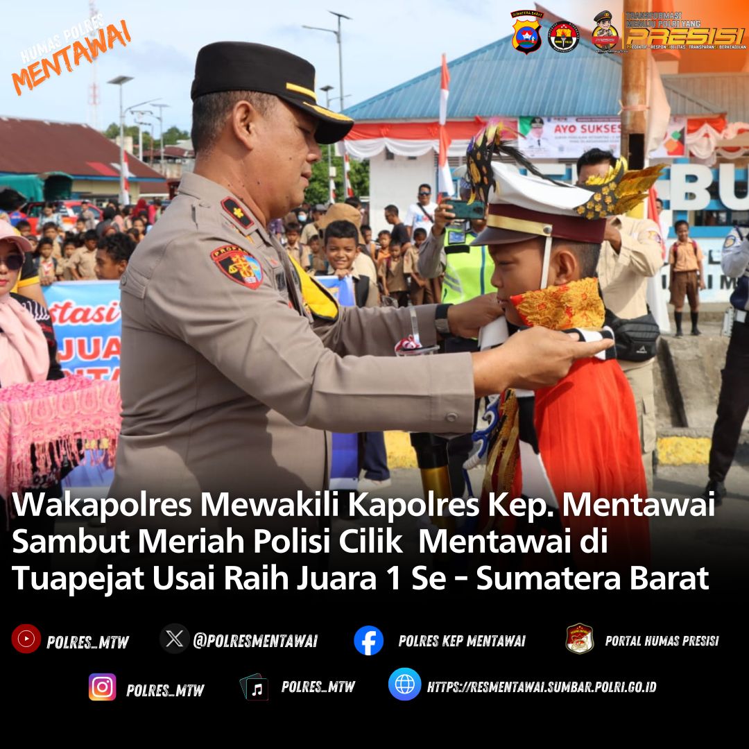 Wakapolres Sambut Meriah Polisi Cilik Polres Mentawai di Dermaga Tuapejat Usai Raih Juara 1 Se-sumatera Barat