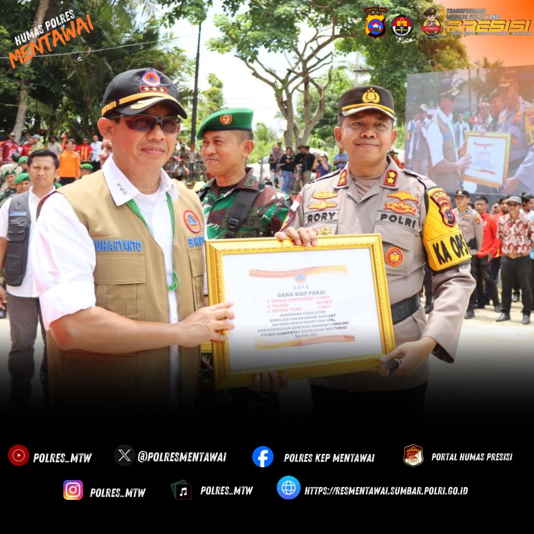Kapolres Kepulauan Mentawai Sambut Kepala BNPB dalam Apel Gabungan Kesiapsiagaan Bencana