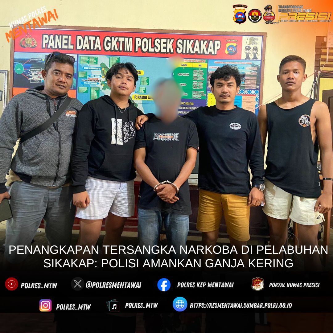 Penangkapan Tersangka Narkoba di Pelabuhan Sikakap: Polisi Amankan Ganja Kering