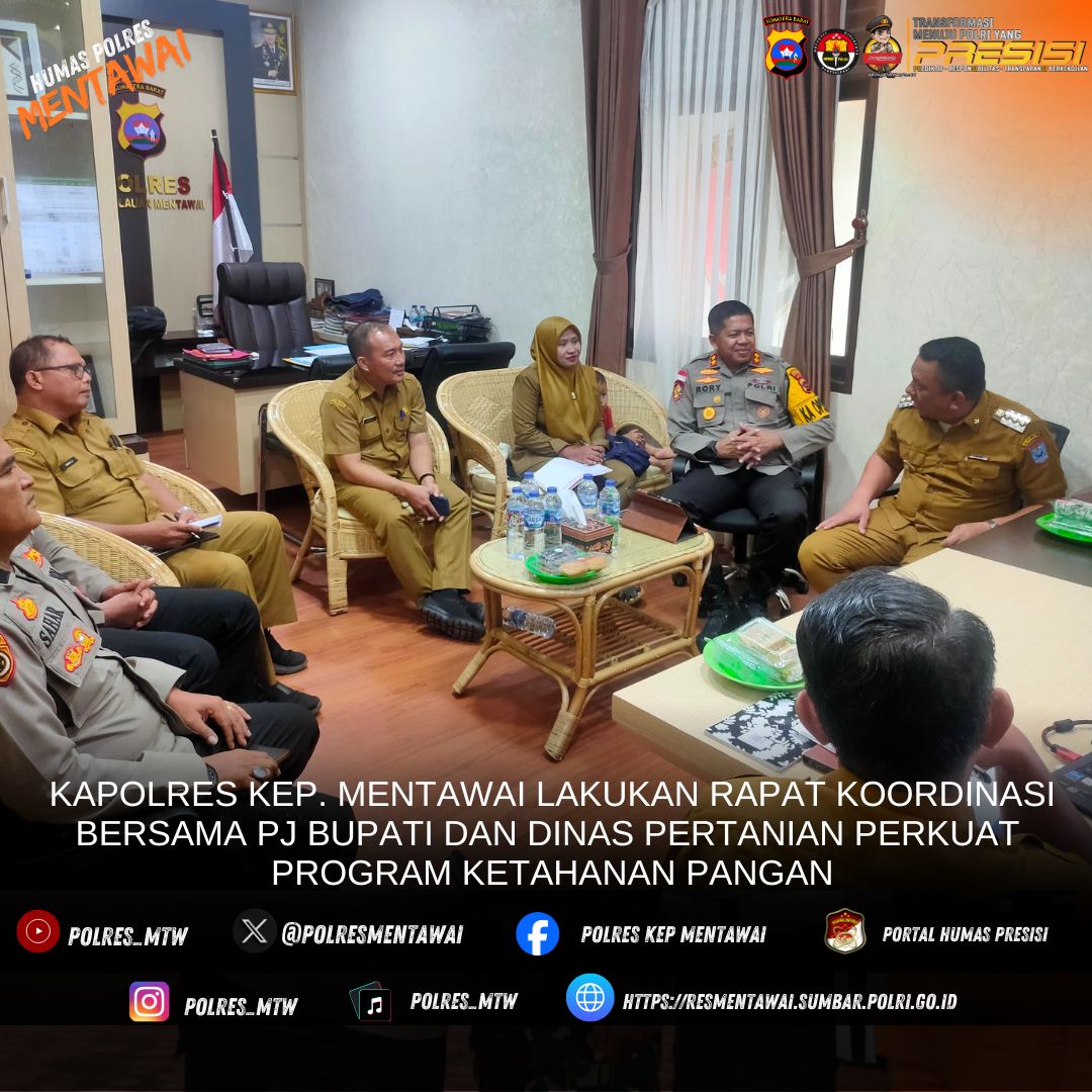 Kapolres Kep Mentawai Lakukan Rapat Koordinasi Bersama Pj Bupati dan Dinas Pertanian Perkuat Program Ketahanan Pangan