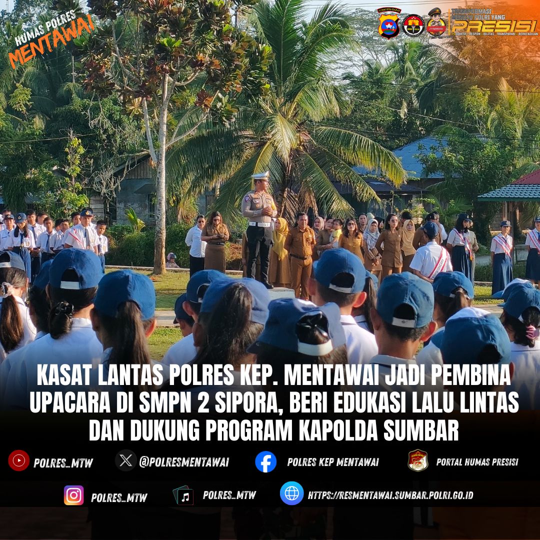 Kasat Lantas Polres Kep. Mentawai Edukasi Siswa SMP Negeri 2 Sipora tentang Keselamatan Berlalu Lintas dan Pencegahan Tawuran, Balap Liar, dan Narkoba