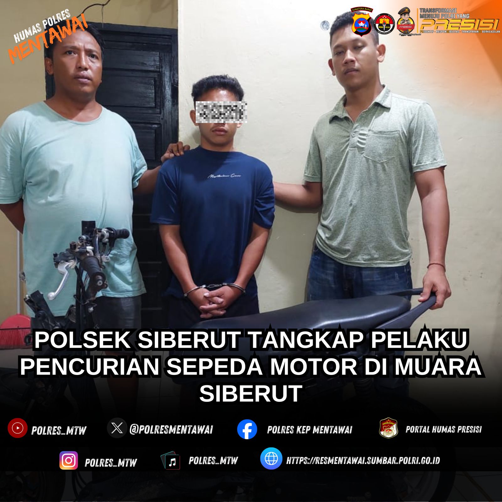 Polsek Siberut Tangkap Pelaku Pencurian Sepeda Motor di Muara Siberut
